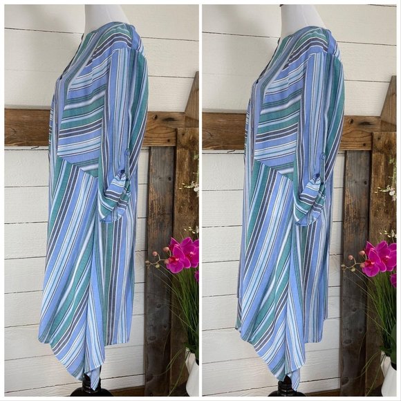 Fred & David Dresses & Skirts - Tunic Shirt Dress NWT Blue Green Stripes